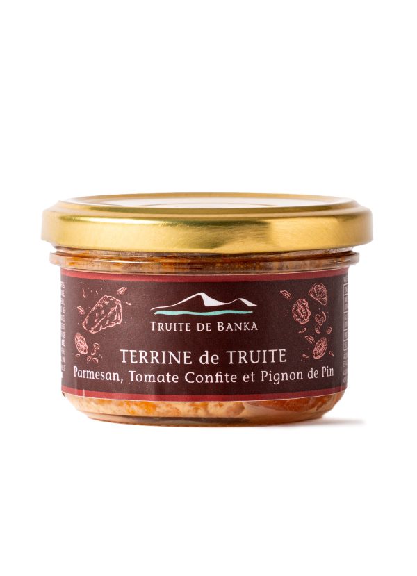 terrine de truite parmesan, tomate confite et pignon de pin